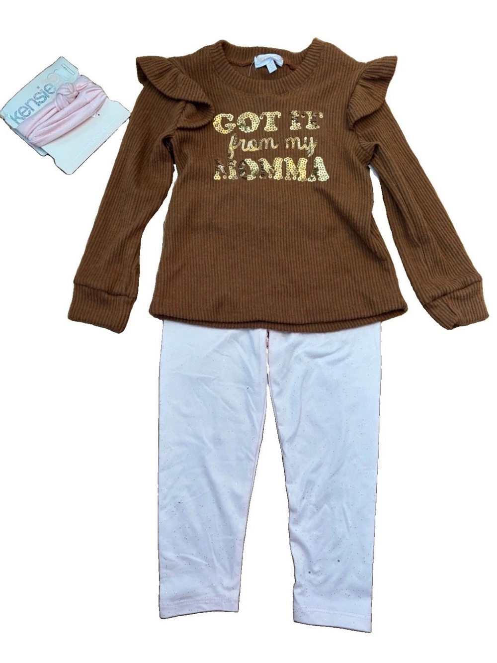 Kenzie Girl Little Girls 3-Piece Sweater, Glitter Leggings & Headband Set - 4T